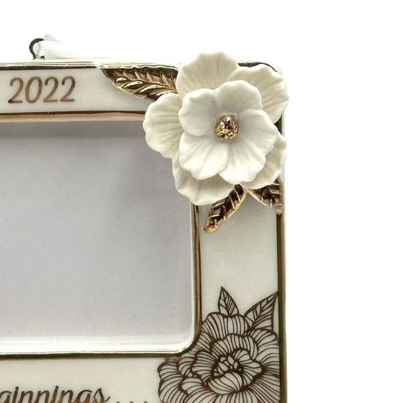 Hallmark Keepsake Ornament Happy Beginnings 2022 Porcelain Photo Frame Flower - Picture 3 of 8